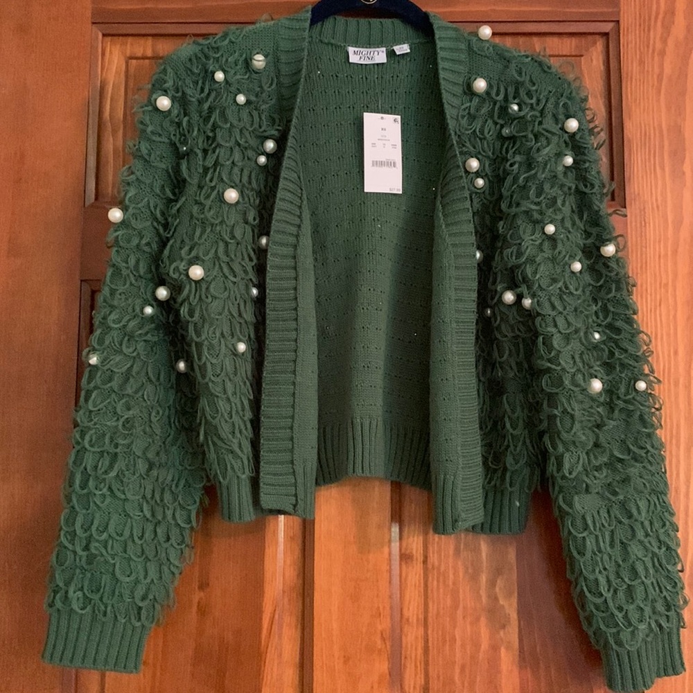 NWT Pearl embellished crop sweater
